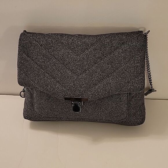 WOMEN"S A.NEW DAY BLACK GLITTER SPARKLE DESIGN OVER THE SHOULDER BAG - Picture 2 of 15